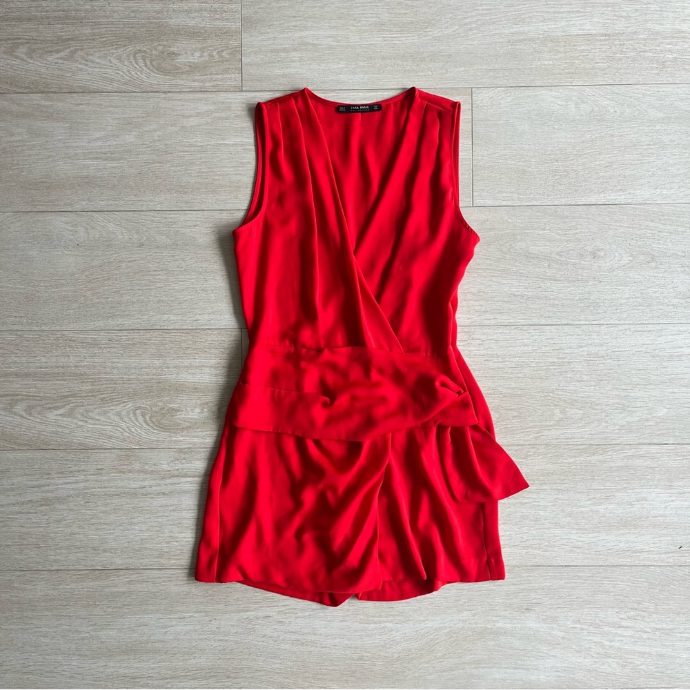 ZARA red jumpsuit/ romper blazer. Sleeveless blazer wrap jumpsuit. NWOT Size S